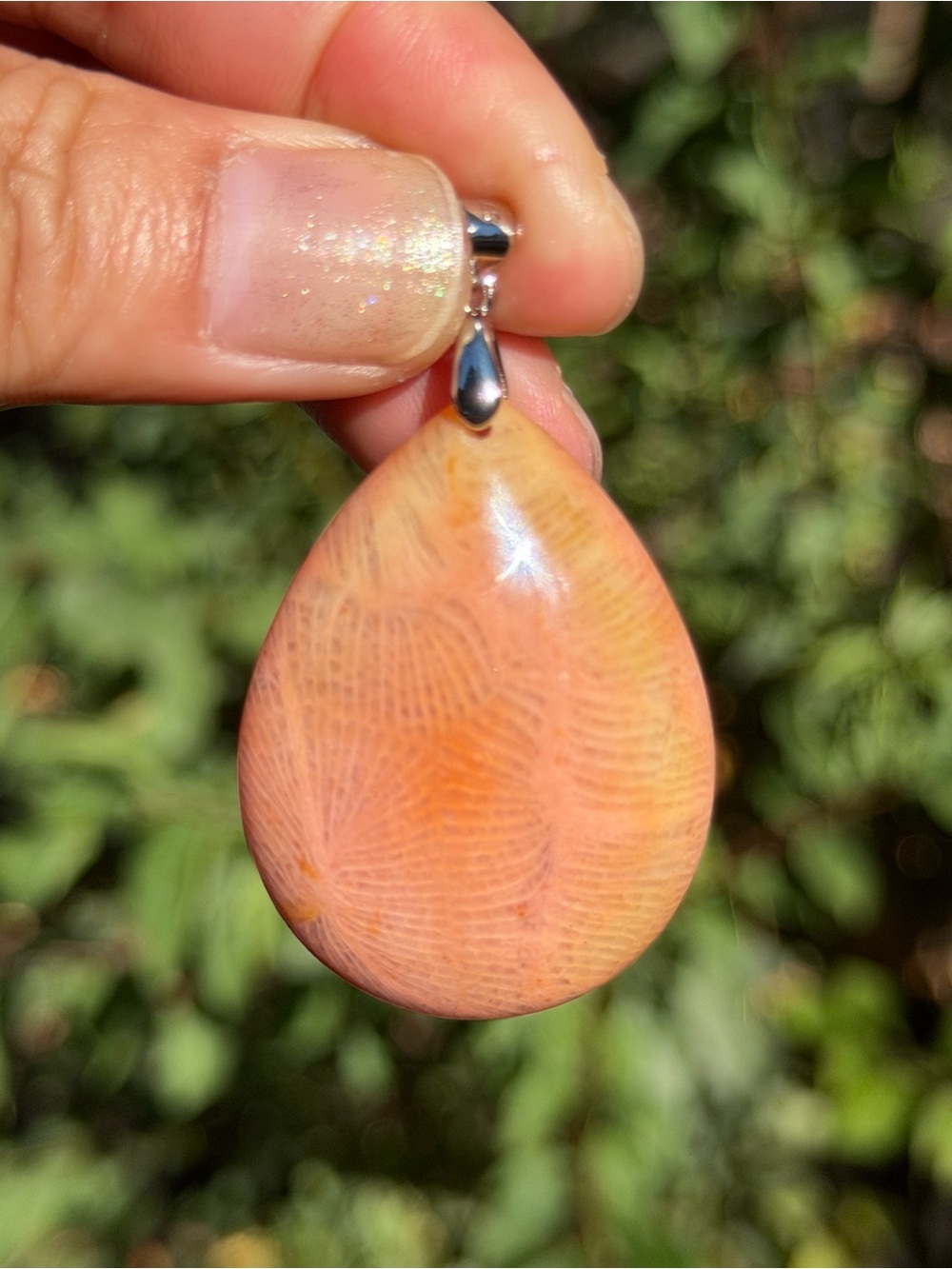 Teardrop Peach Coral Pendant Necklace - Women Jewelry Palo
